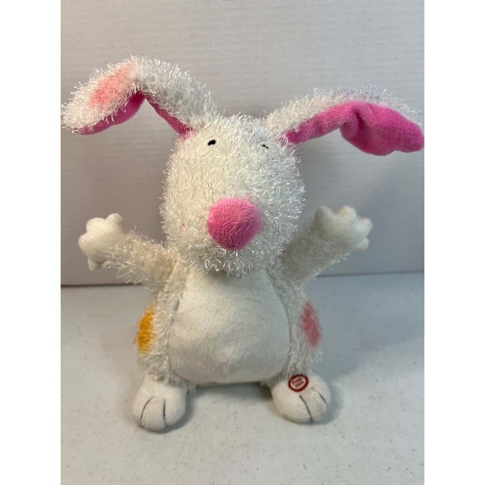 Hallmark Jingle Bunny Animated Plush White Polka Dot Easter Rabbit‎ Toy 8322
